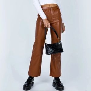 Princess Polly | Ashlea Brown Faux PU Leather Pants Size 2